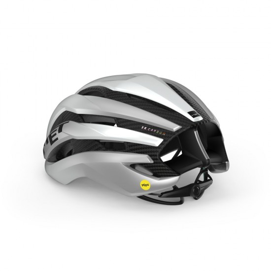 Fietshelm MET Trenta 3K Carbon MIPS - White Silver Metallic