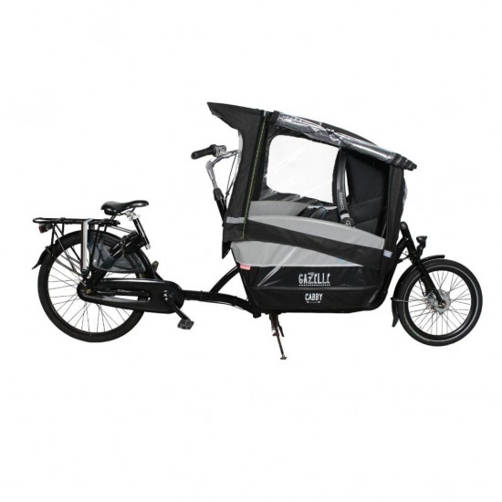 Nieuwe  Gazelle cabby bakfiets regentent met tentstokken