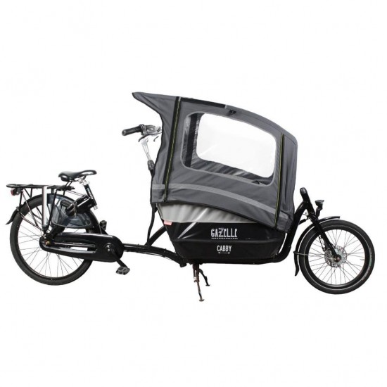 Nieuwe  Gazelle cabby bakfiets regentent met tentstokken