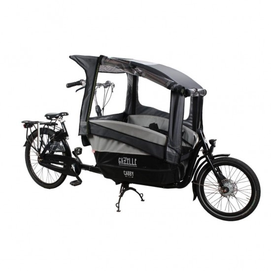 Nieuwe  Gazelle cabby bakfiets regentent met tentstokken