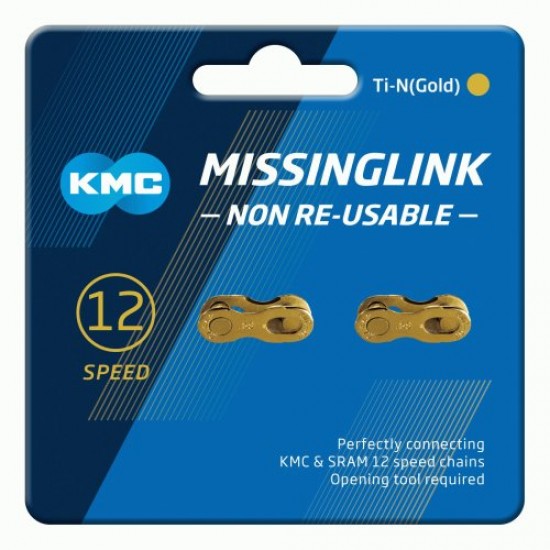 Kettingschakel 12 speed KMC Ti-N Gold - niet herbruikbaar