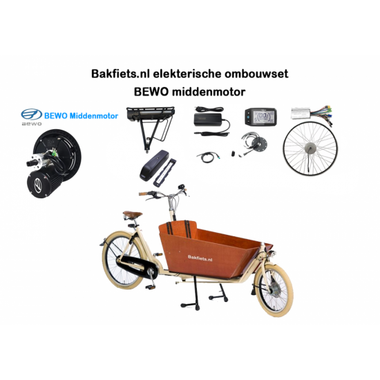 Bakfiets.nl Lang bakfiets elekterisch ombouwset Bewo middenmotor