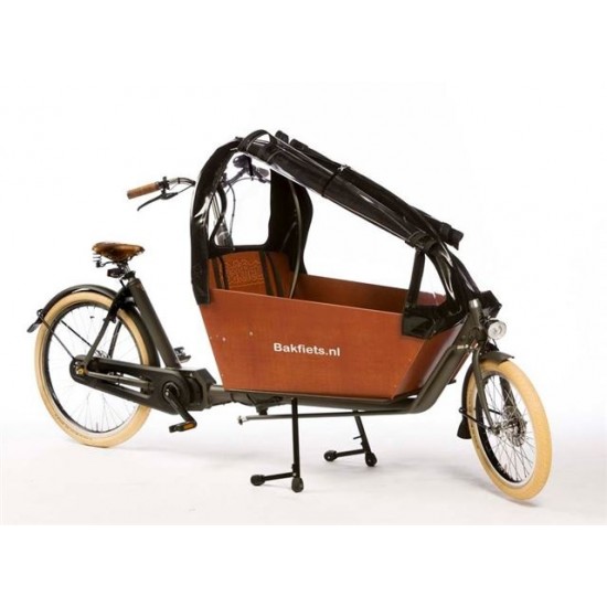 Bakfiets.nl waterdichte regentent CargoBike Long 90% open, extra hoog zwart