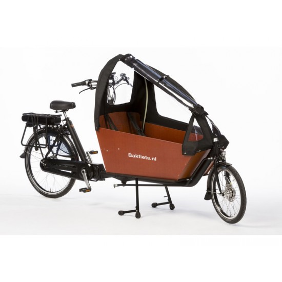 Bakfiets.nl waterdichte regentent  CargoBike Long 90% open hoog+rits lang zwart