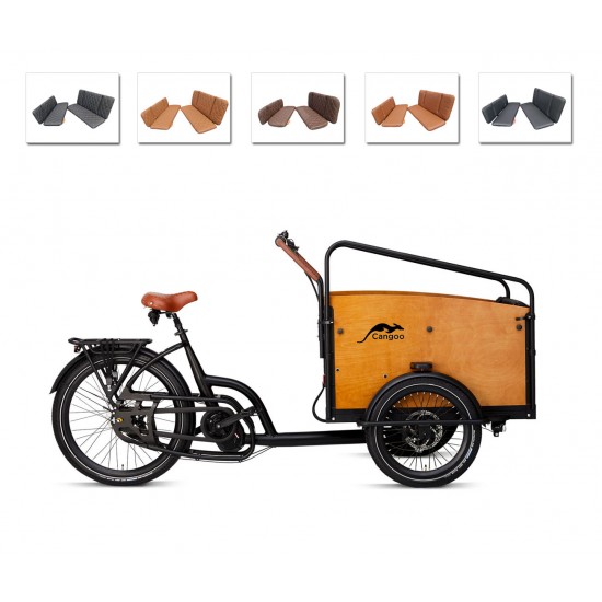 Ensemble de coussins pour vélo cargo Cangoo Noon modèle Capi, couleur cognac