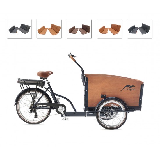 Ensemble de coussins pour vélo cargo Cangoo Groovy, modèle Evi, couleur noir
