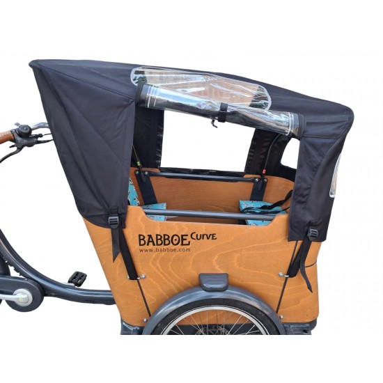 Babboe Curve tente de pluie imperméable capote de vélo cargo couleur noir (sans poteaux de tente)