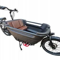 Ensemble de 2 coussins Batavus, modèle Capi couleur marron foncé coussins de vélo cargo en cuir ciel