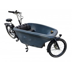Dolly Cargo-Fahrradkissenset, Modell Capi, Farbe Schwarz, 3 cm dicke Sky-Leder-Lastenfahrradkissen