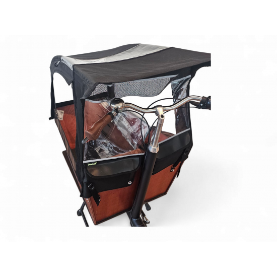 Bakfiets.nl XL waterdichte regentent Rain cover Cargo Bike Long extra hoog zwart kleurige regenhuif  rain cover