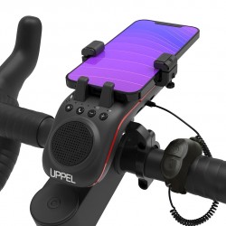 Wiederaufladbarer Fahrrad-Telefonhalter mit Bluetooth-Lautsprecher, Fahrradklingel, Fahrradlicht, 5000 mAh, Vorderlampe, Fahrradzubehör